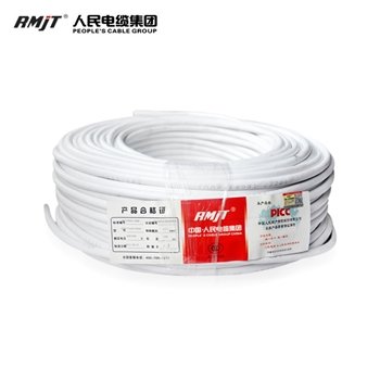 人民电缆RVV护套线1.5平方2芯电线电缆白色软护套线国标正品100米/卷